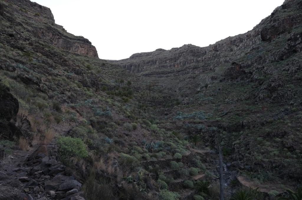 Valle Gran Rey auf Wanderung auf GR 132 auf La Gomera in der Morgendämmerung