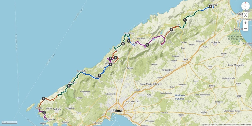 Karte GR221 Länge - Ruta de Pedra en Sec